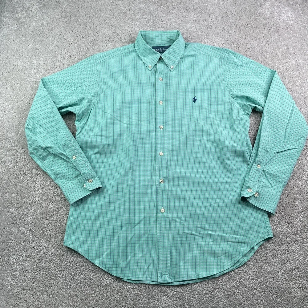Ralph Lauren Shirt Mens 15.5 32 Green Check Classic Fit Long Sleeve Preppy Ivy
